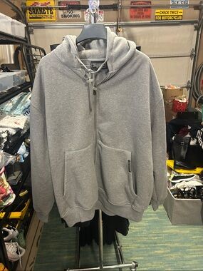 Men's Gray Full-Zip Hoodie Sweater with Hooded Zip Front